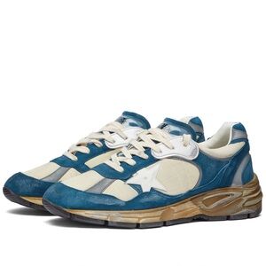 Golden Goose Blue and Cream Sneakers